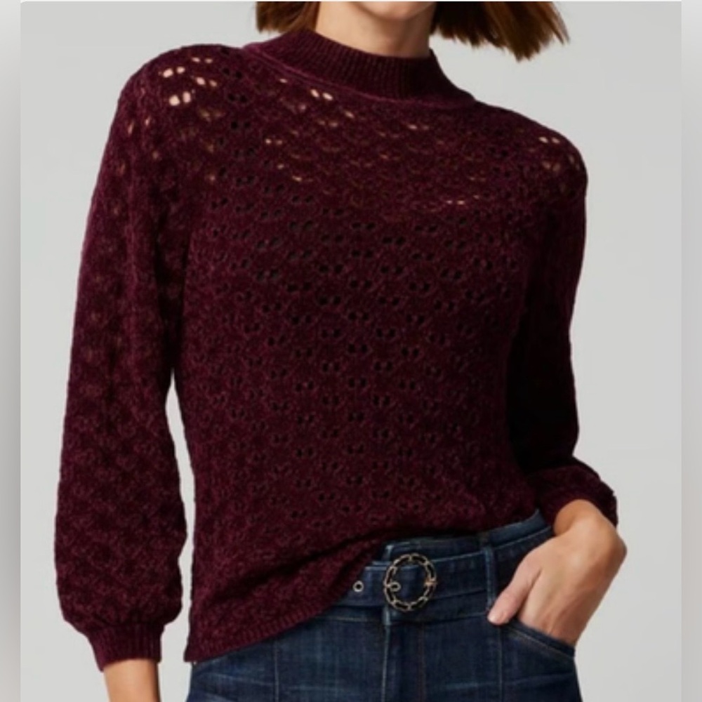 White House Black Market Loose Knit Mock Turtlenck Sweater